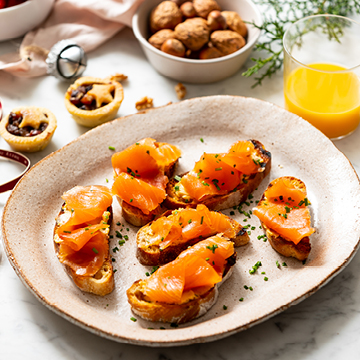Huon Salmon Toasts with Whipped Miso-Lemon Butter