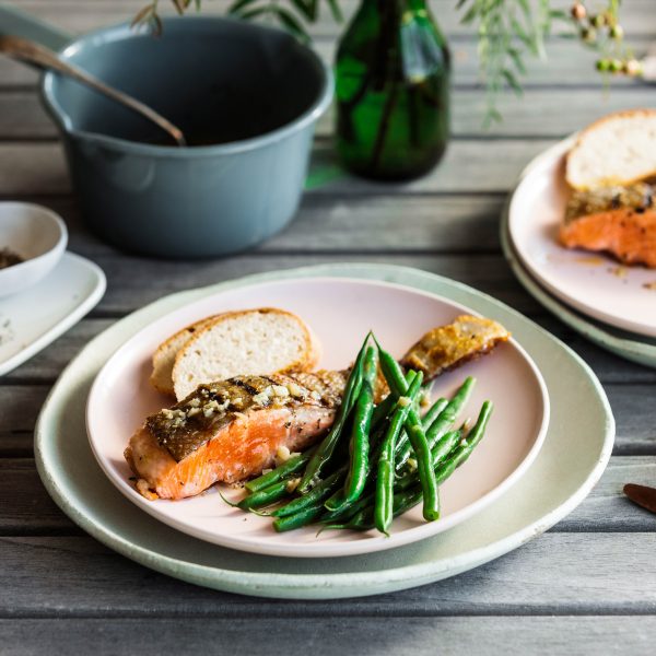Ocean Trout with Green Beans and lime and pepper butter