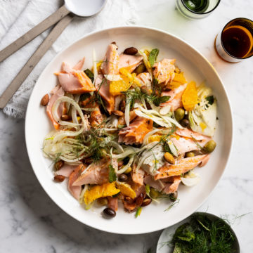 Slow Cooked Huon Salmon with Orange and Fennel Salad